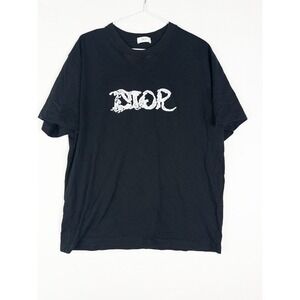 Dior X Peter Doig T Shirt Mens XL Black Spell Out Short Sleeve Logo